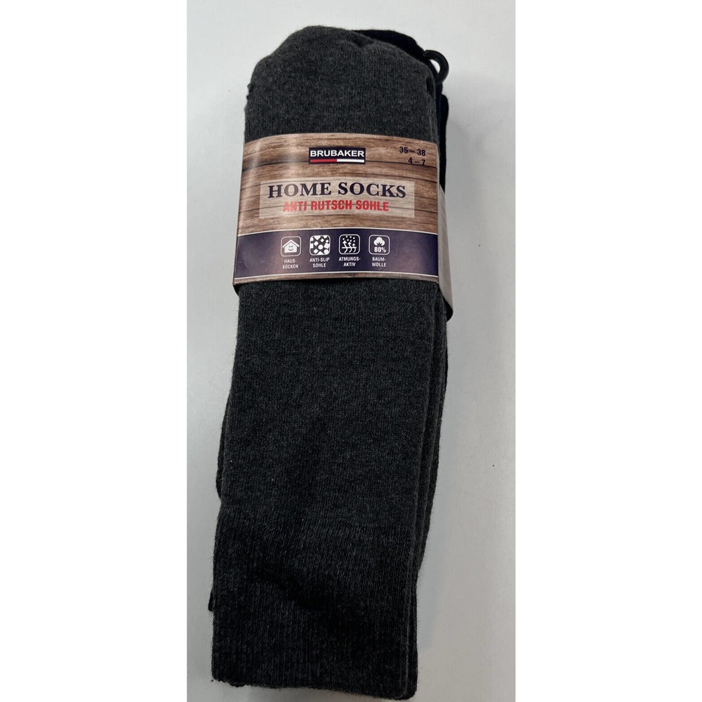 NWT Brubaker Anti Slip Crew Socks Size 4-7 Women’s Black Gray